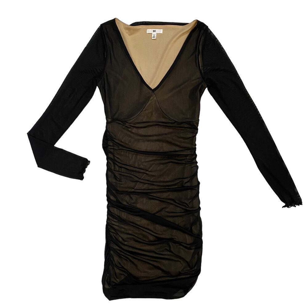 Bp Black Long Sleeve Mesh Mini Dress size XSMALL - 23 - Picture 4 of 11